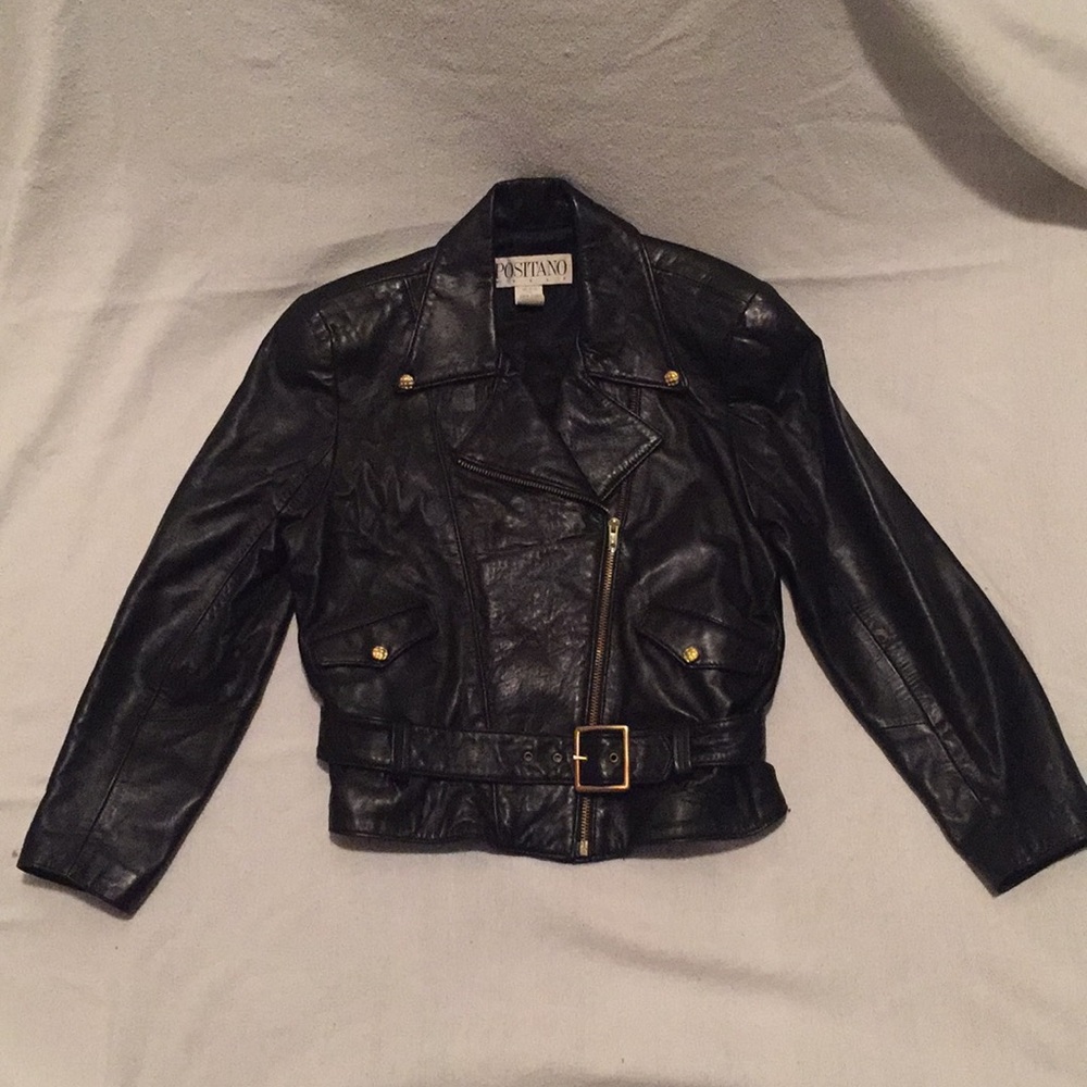 Black Lambskin MOTO Biker Jacket - Small